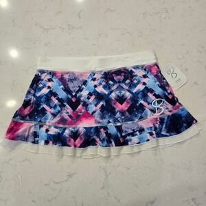 Sofibella Doubles 13" Skort Womens L Galaxy Print Tennis Pickleball Skirt 7010